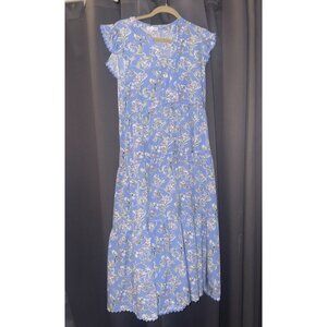 Women’s Mary Square Blue Floral Dress Medium